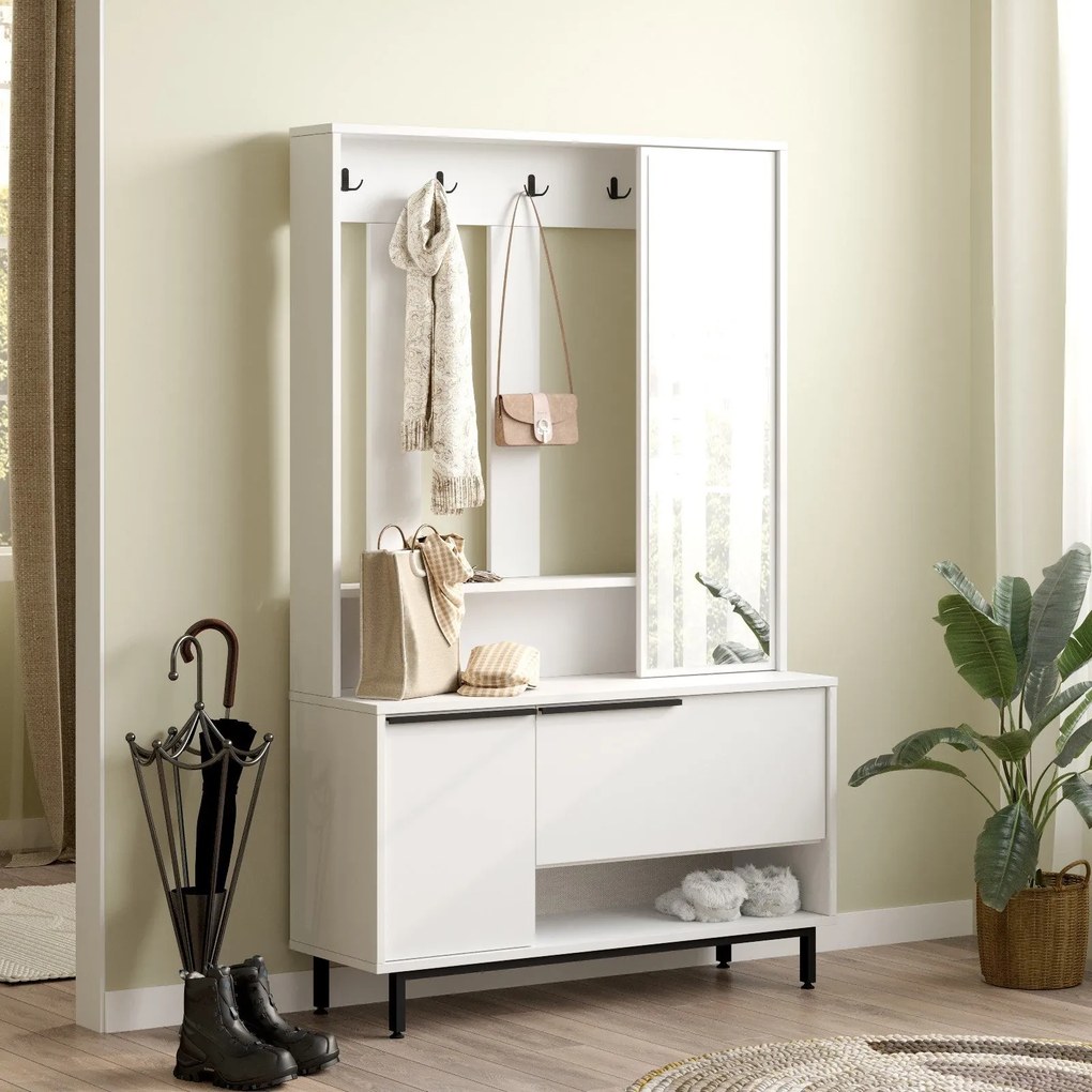 Hall Stand ON11 – Branco – 102,2 x 178,2 x 35,5 cm