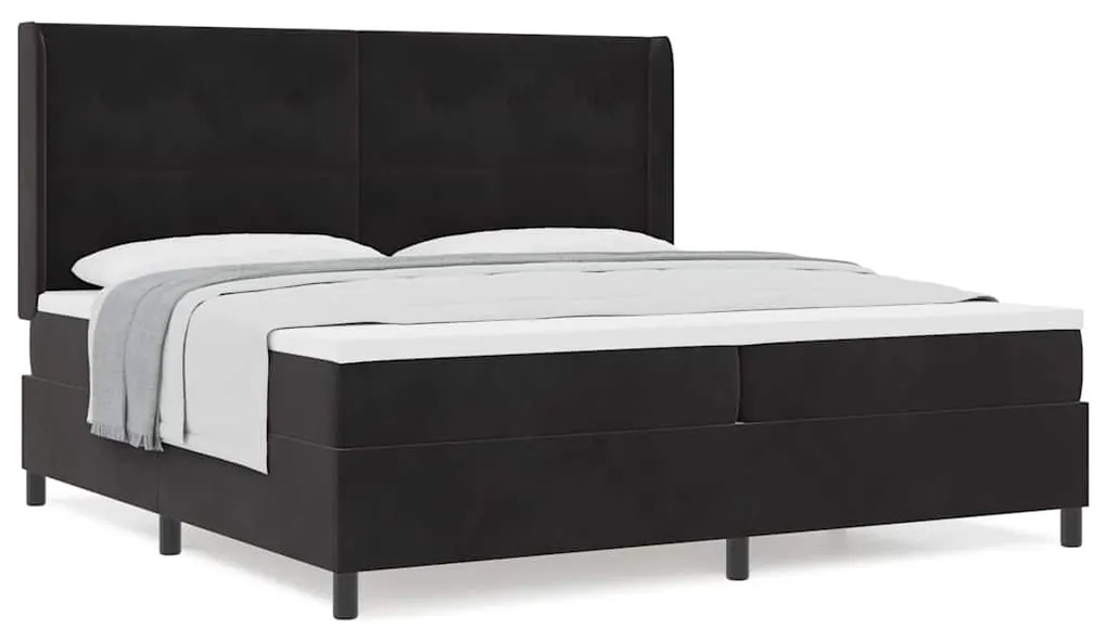 Camas Box com Colchão vidaXL Preto 200x200 cm Veludo
