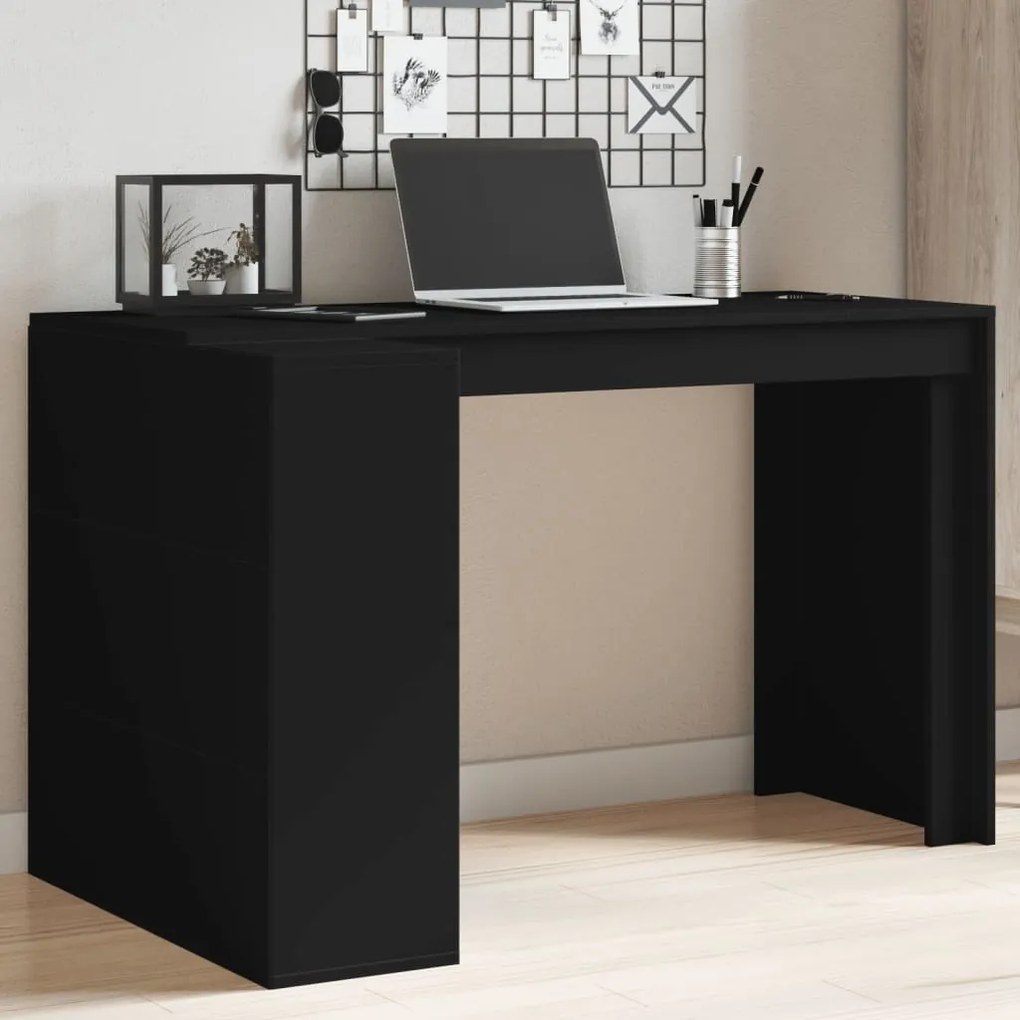 vidaXL Secretária 123,5x73,5x75 cm derivados de madeira preto