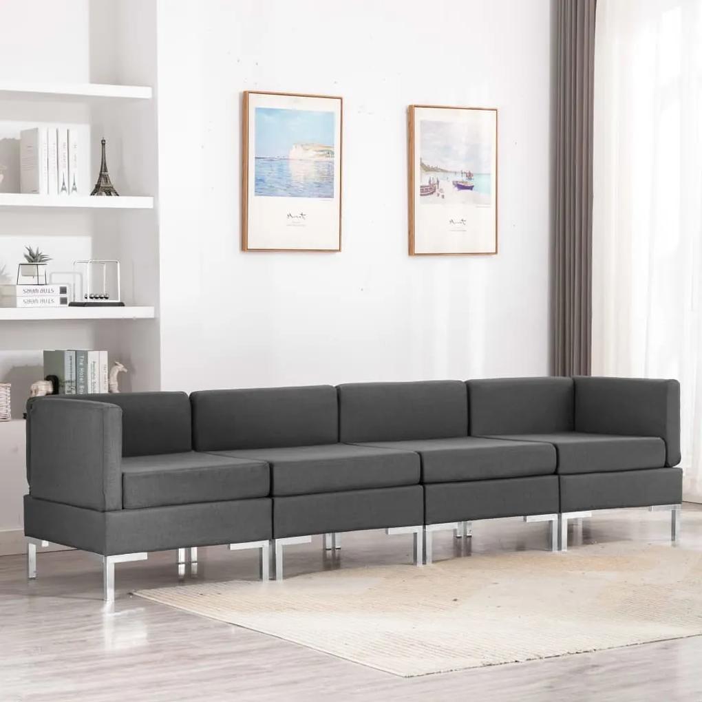 4 pcs conjunto de sofás tecido cinzento-escuro