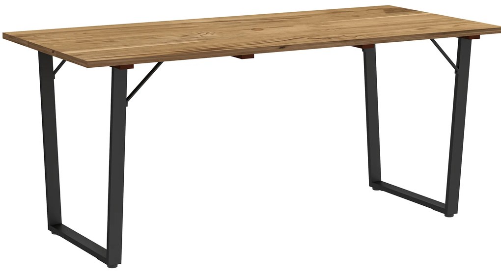 Outsunny Mesa de Refeição para Jardim Retangular 175x80x75 cm com Orifício para Chapéu de Sol e Bancada em Ripas Madeira
