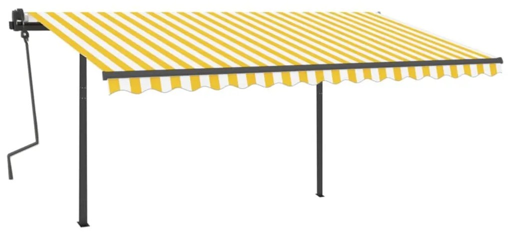 Toldo automático c/ LED e sensor de vento 4x3 m amarelo/branco