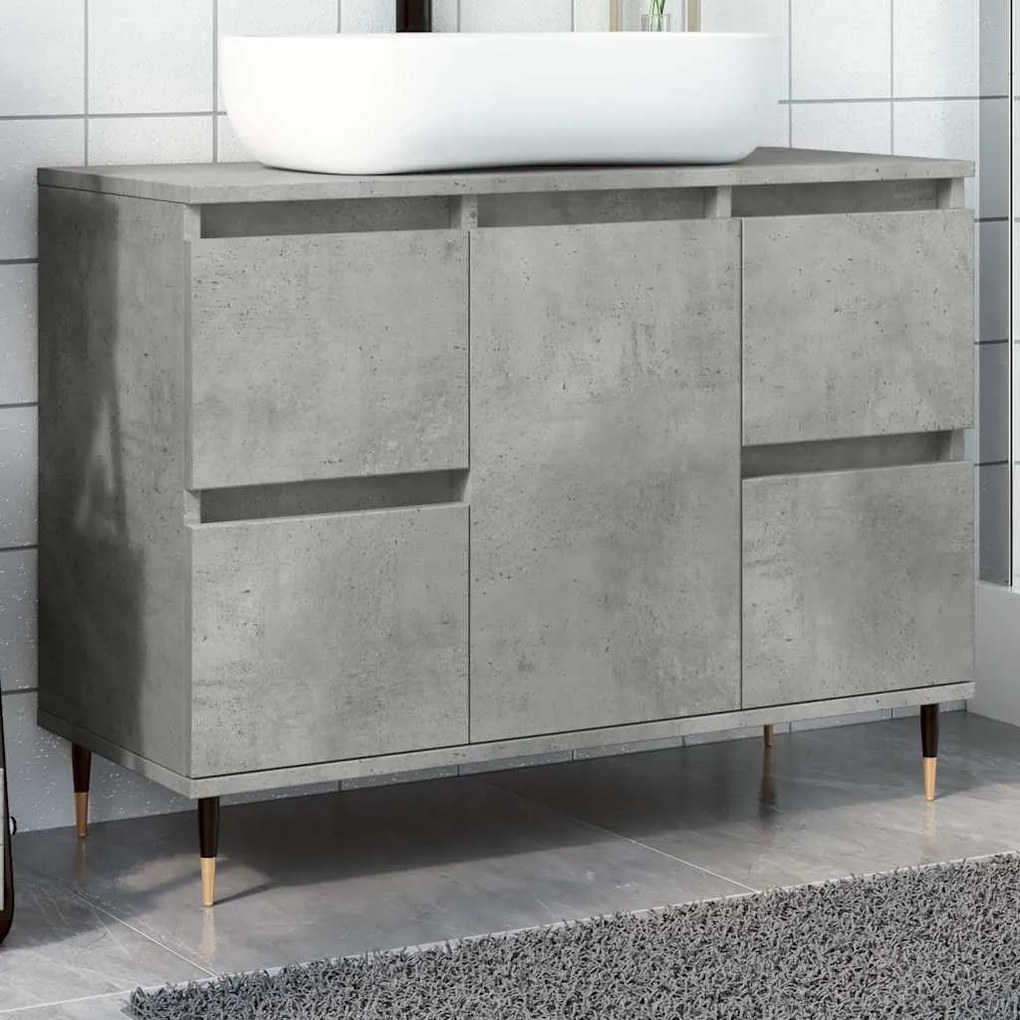 vidaXL Móvel casa de banho 80x33x60 cm derivados madeira cinza cimento