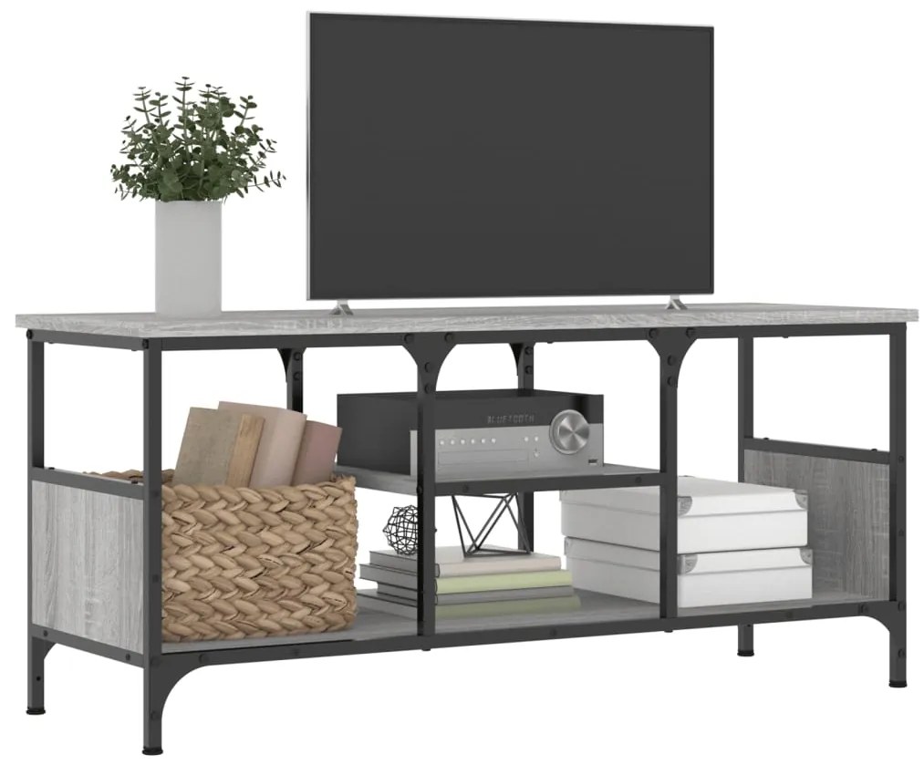 Móvel de TV 100x35x45cm derivados de madeira/ferro cinza sonoma