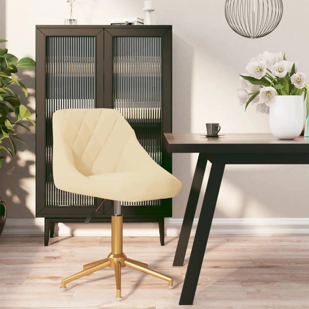 vidaXL Cadeira de jantar giratória veludo cor creme