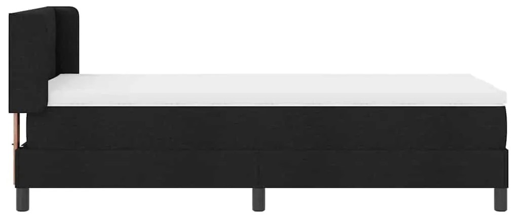 Cama Box com cabeceira Preto 90 x 190 cm Tecido e Espuma