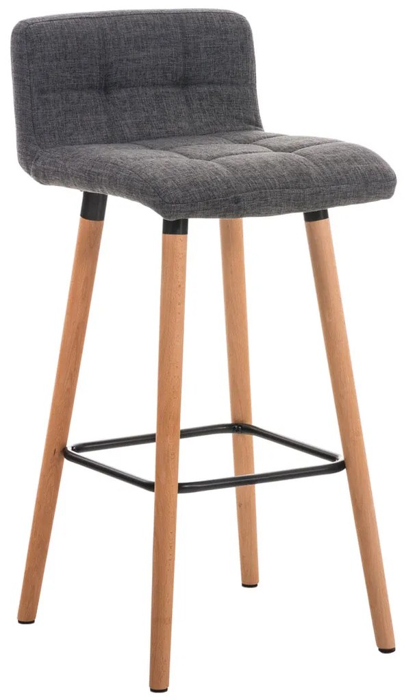 Conjunto de 2 bancos de bar Lincoln em tecido e com estrutura em Cor Natural 42 x 94 x 49 cm Cinzento