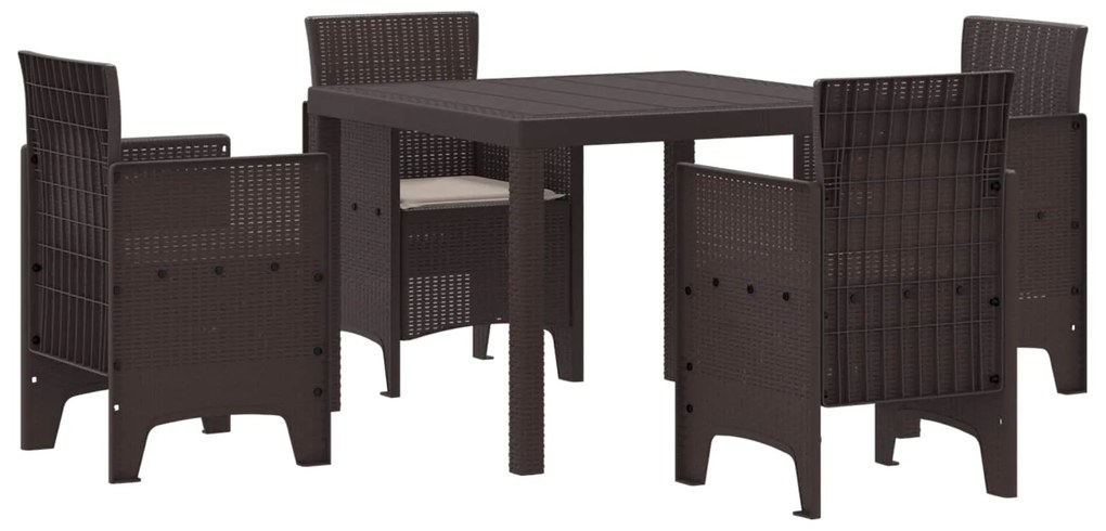 vidaXL Conjunto de Jantar para Jardim 5 pcs Castanho Polipropileno