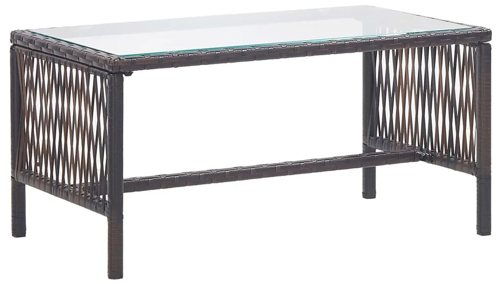 4 pcs conjunto lounge jardim c/ almofadões vime PE castanho