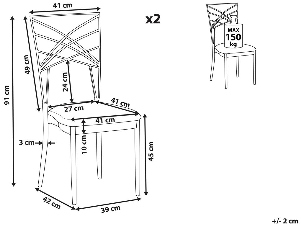 Conjunto de 2 cadeiras de jantar em metal prateado GIRARD Beliani