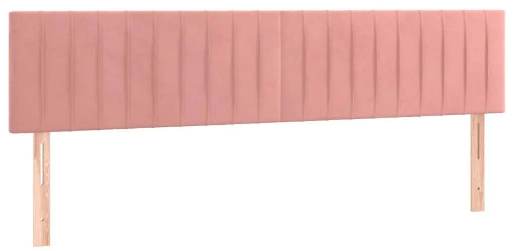 Cama box spring c/ colchão/LED 160x200 cm veludo rosa