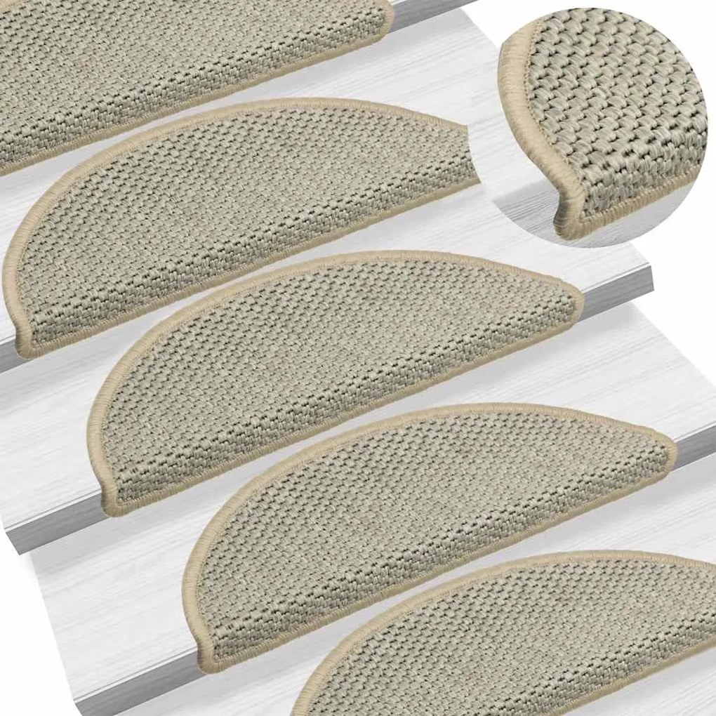 Tapetes escada adesivos aspeto sisal 15 pcs verde-claro