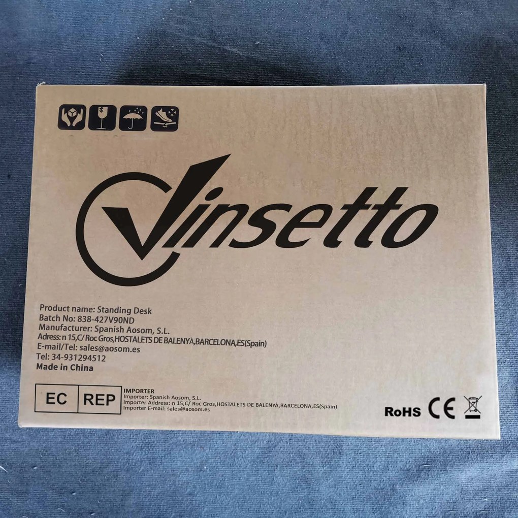 Vinsetto Secretária Elétrica Secretária Ajustável em Altura com 3 Memó