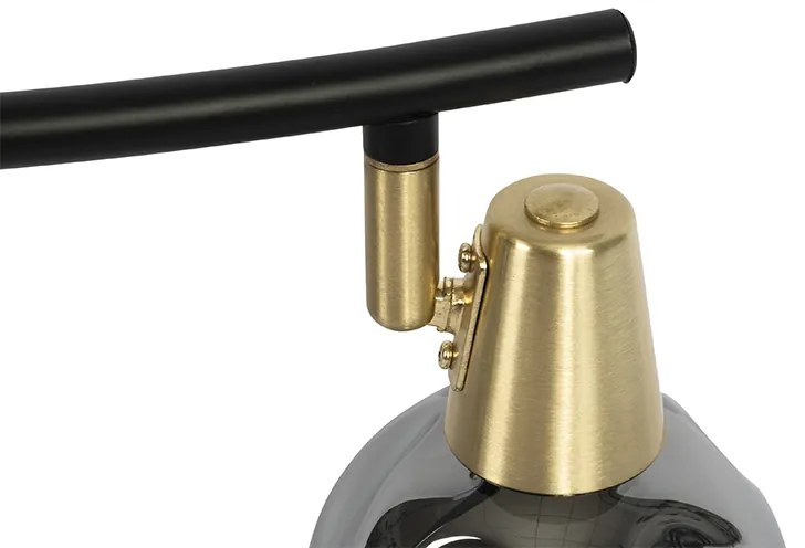 Candeeiro de teto Art Deco dourado com vidro fumê 4 luzes - VIDRO Art Deco