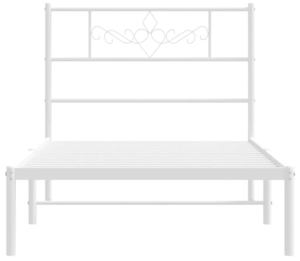 Estrutura de cama com cabeceira 75x190 cm metal branco