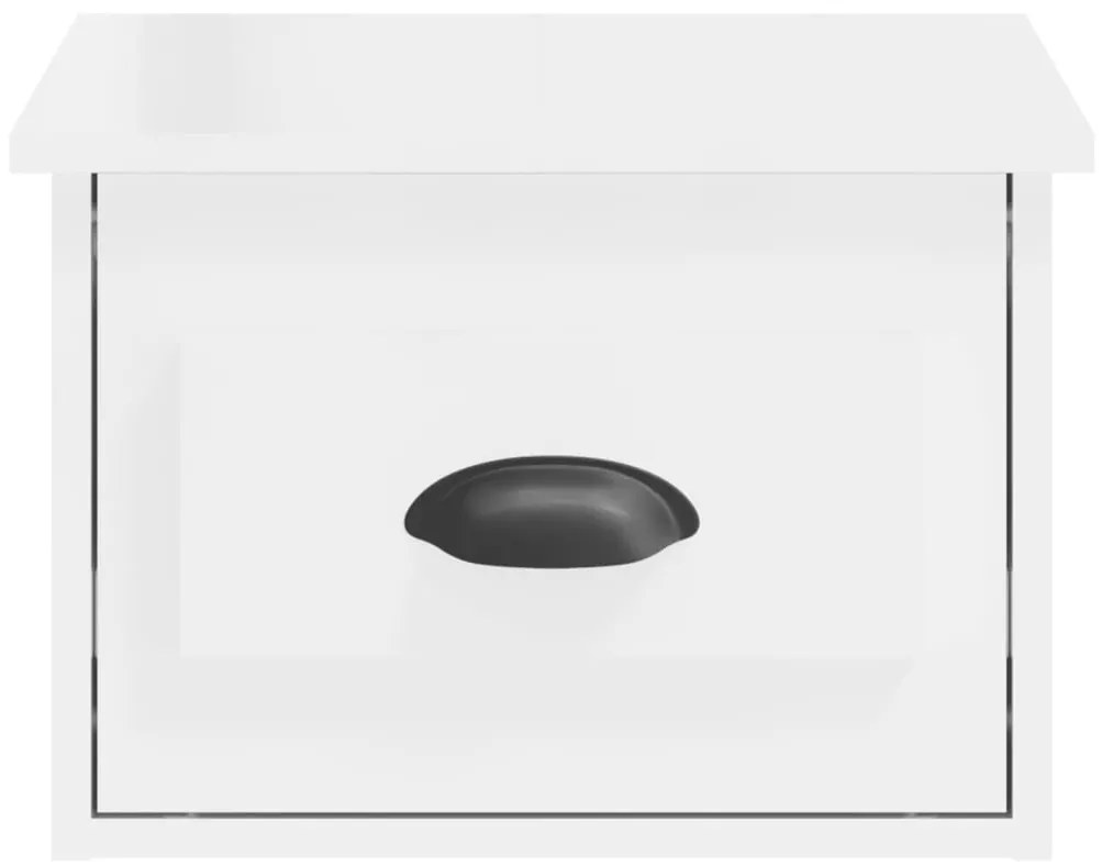 Mesa de cabeceira de parede 41,5x36x28 cm branco brilhante