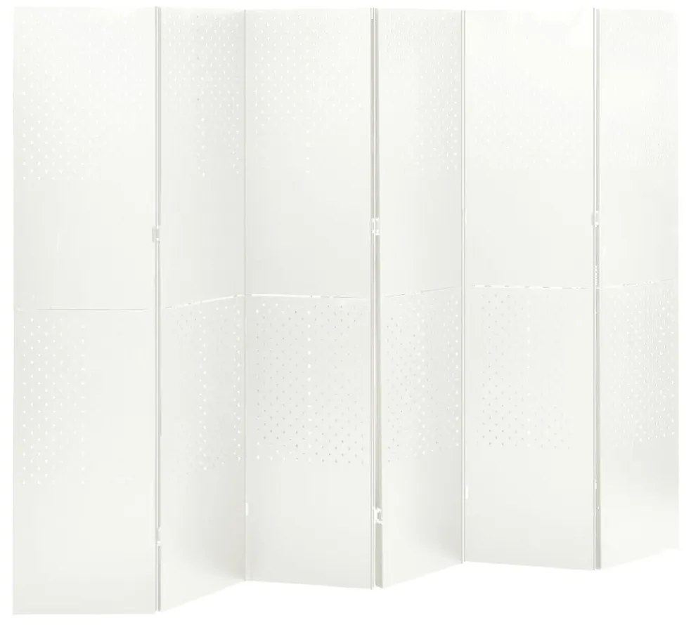 335905 vidaXL Divisória/biombo com 6 painéis aço 240x180 cm branco