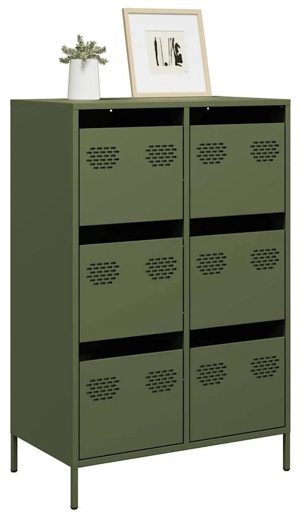 vidaXL Móvel alto 68x39x101,5 cm aço verde azeitona
