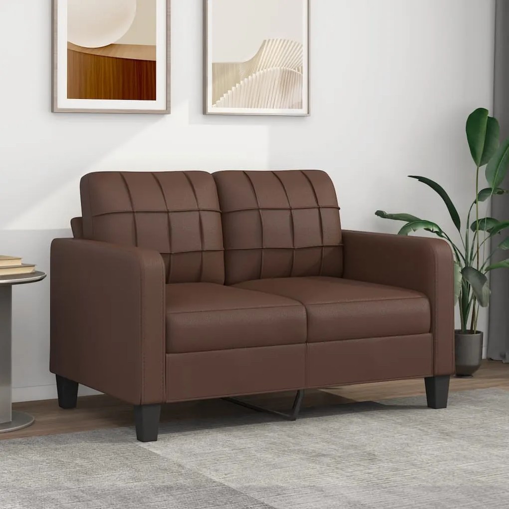 vidaXL Sofá de 2 lugares 120 cm couro artificial castanho