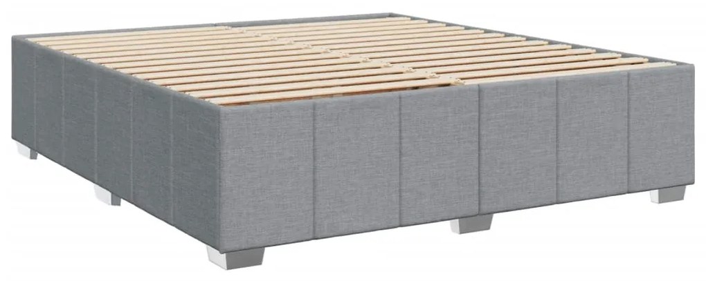 Cama com molas/colchão 200x200 cm tecido cinza-claro