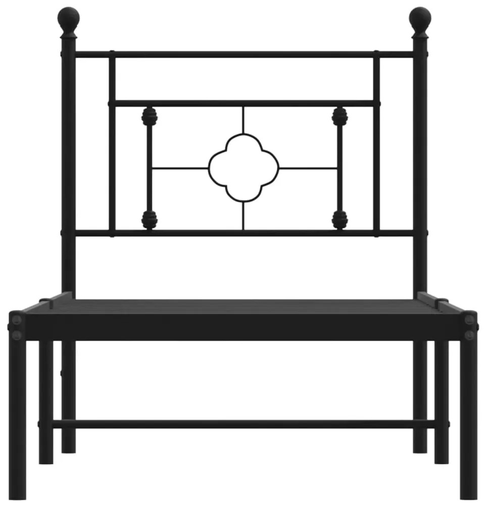 Estrutura de cama com cabeceira 75x190 cm metal preto