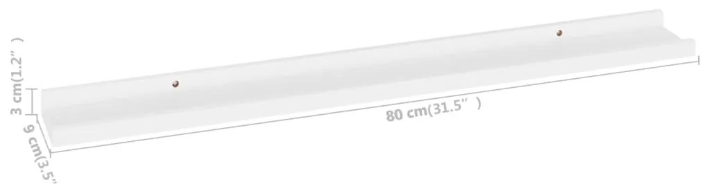 Prateleiras de parede 4 pcs 80x9x3 cm branco