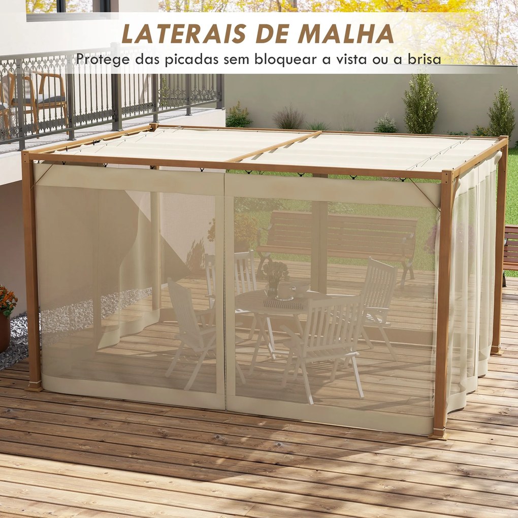 Pérgola de Jardim 4x3 m Pérgola para Exterior com Teto Retrátil Mosqui