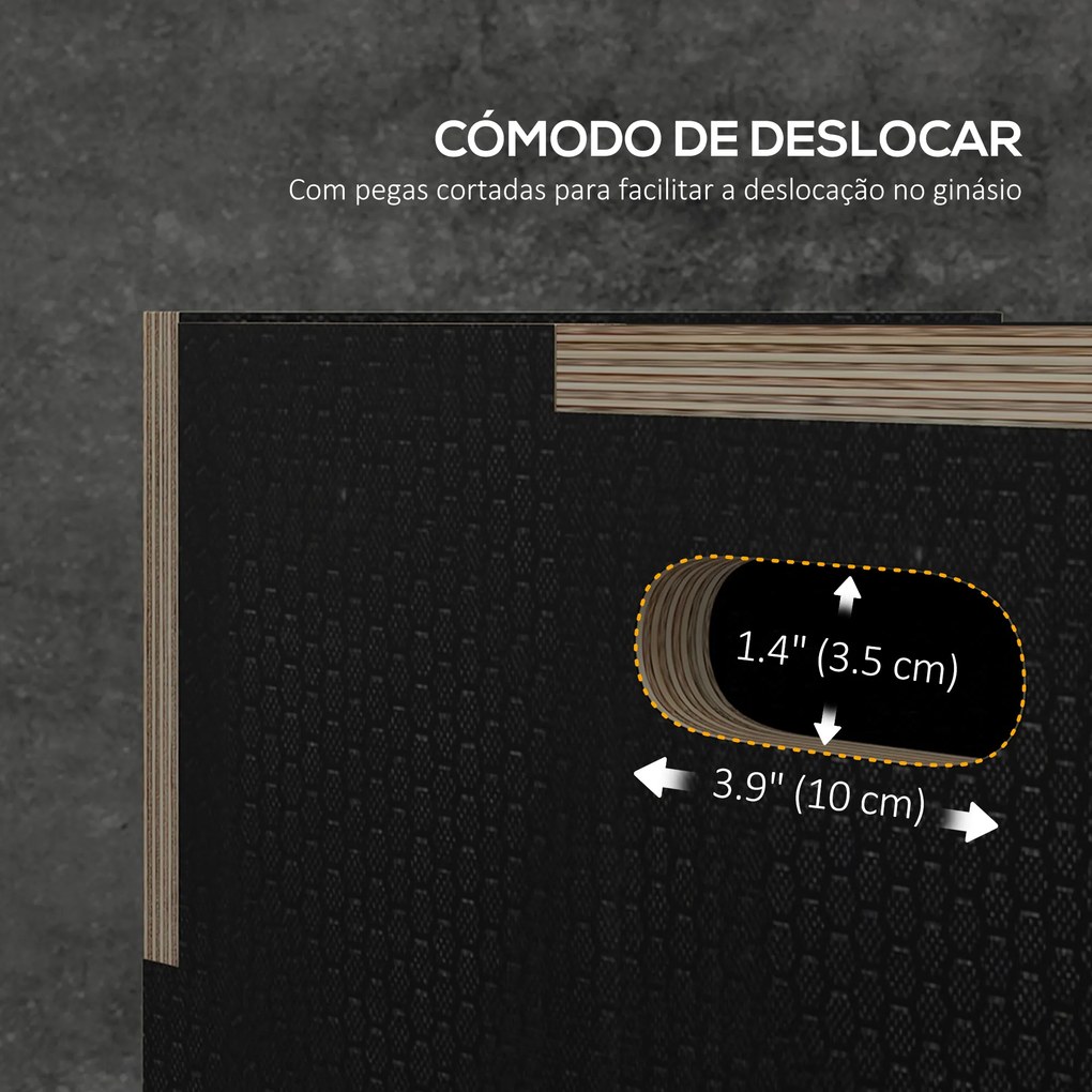 Caixa Pliométrica com 3 Alturas Diferentes para Treino de Força em Casa Ginásio CrossFit Carga 120 kg 76x61x51 cm Preto