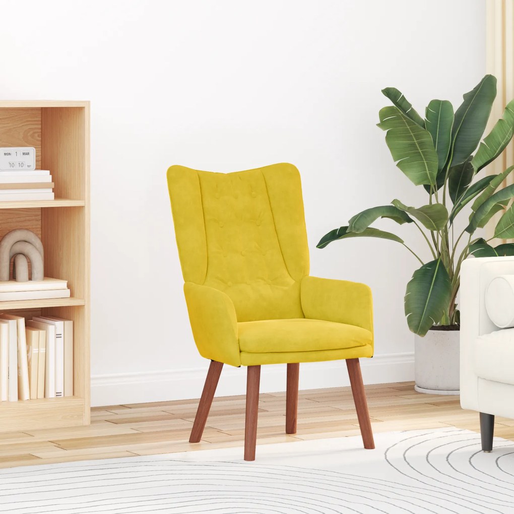 Poltrona Relaxante vidaXL em Veludo Amarelo