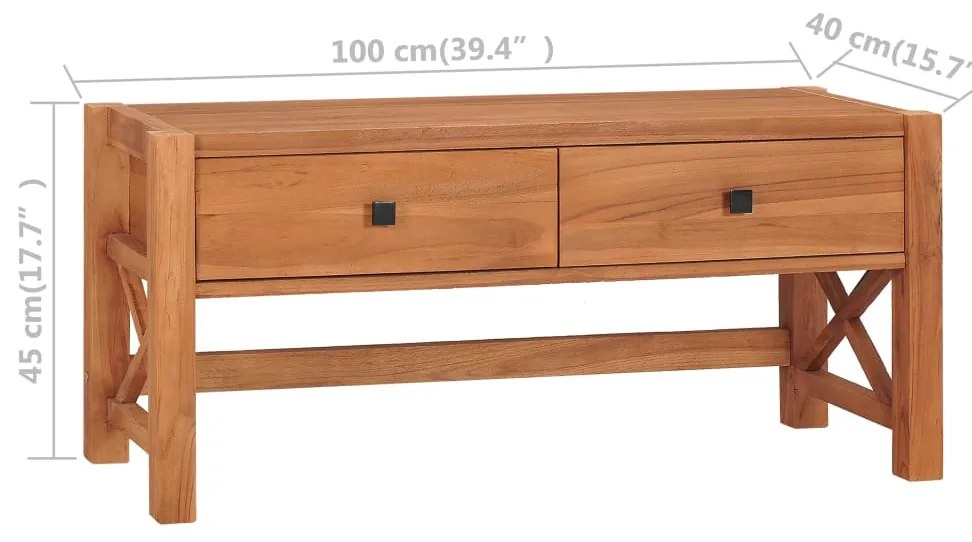 Móvel de TV 100x40x45 cm madeira de teca