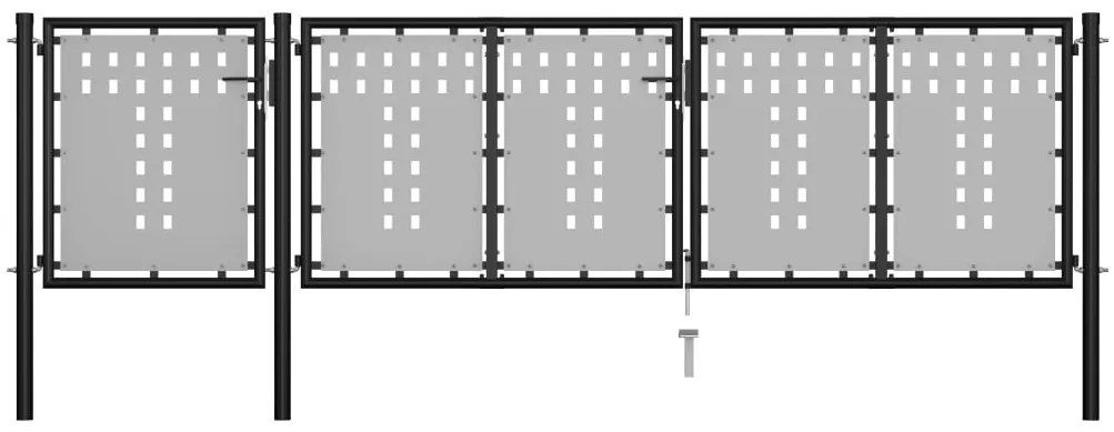 vidaXL Portão de jardim 400x75 cm aço preto