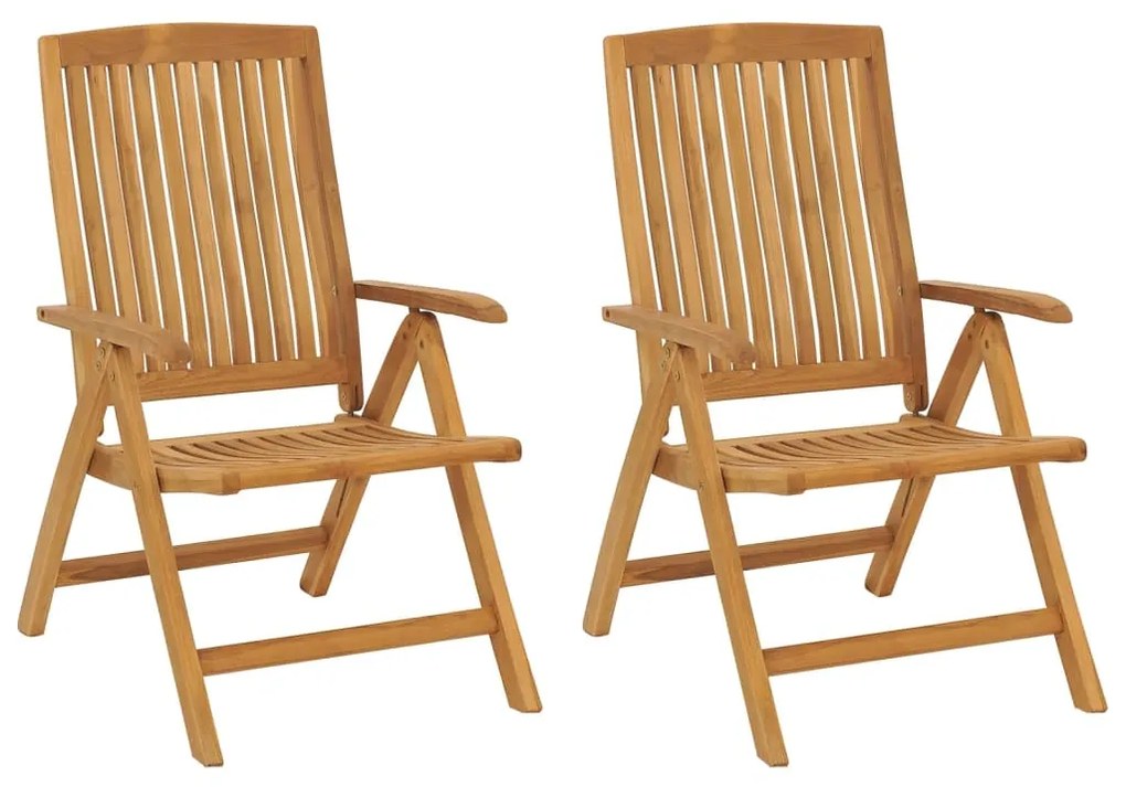 Cadeiras de jardim reclináveis c/ almofadões 2 pcs teca maciça