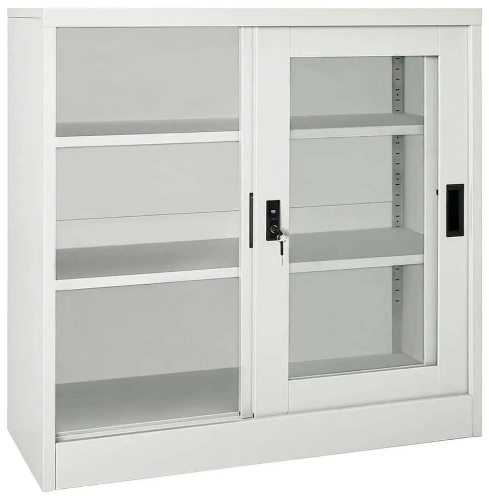 Armário com porta deslizante aço 90x40x90 cm cinzento-claro
