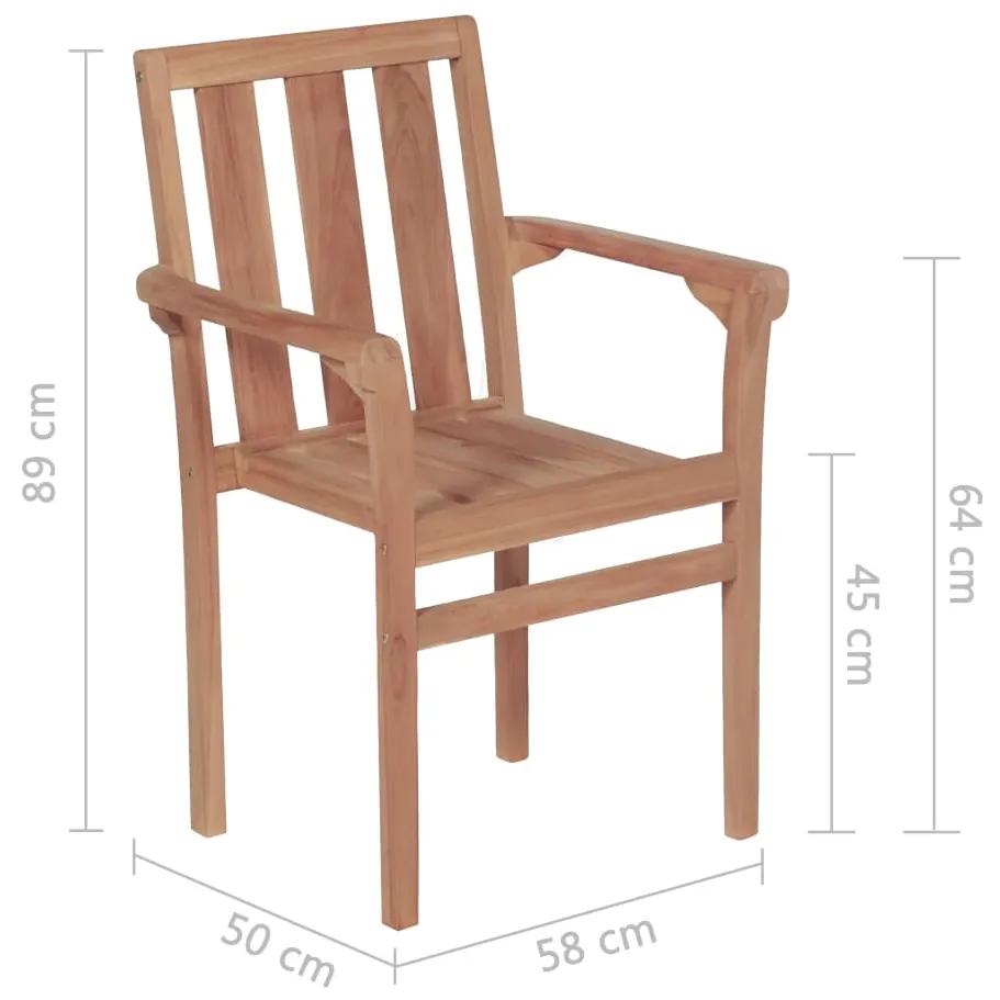 Cadeiras de jardim empiháveis 2 pcs madeira teca maciça