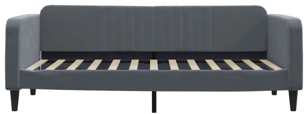 Sofá-cama com gavetão 100x200 cm veludo cinzento-escuro