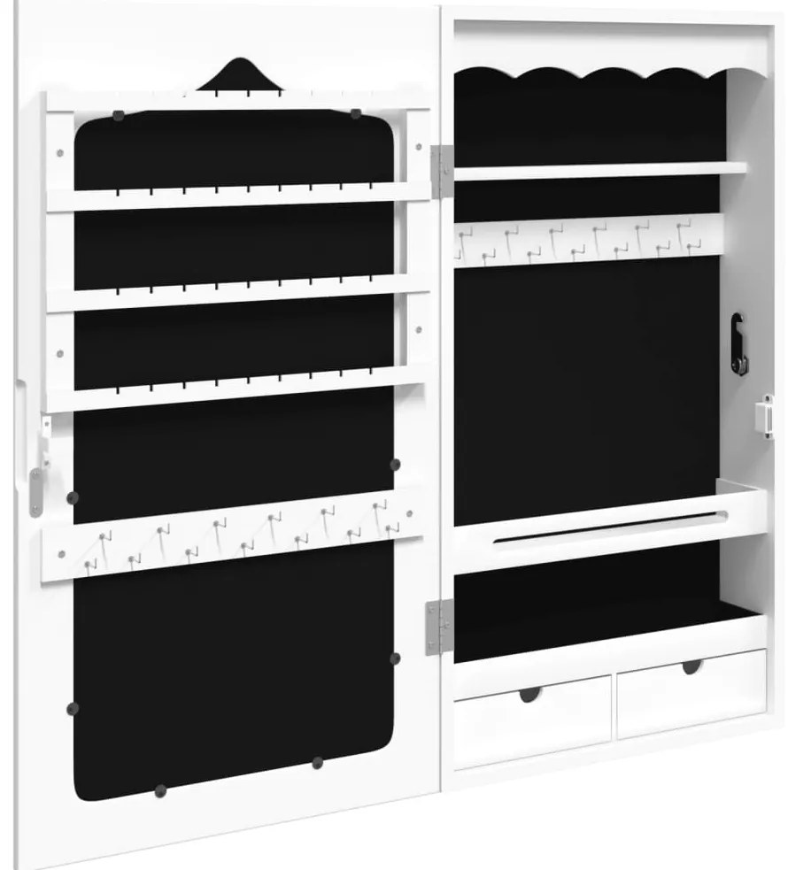 Móvel para joias de parede espelhado 37,5x10x67 cm branco