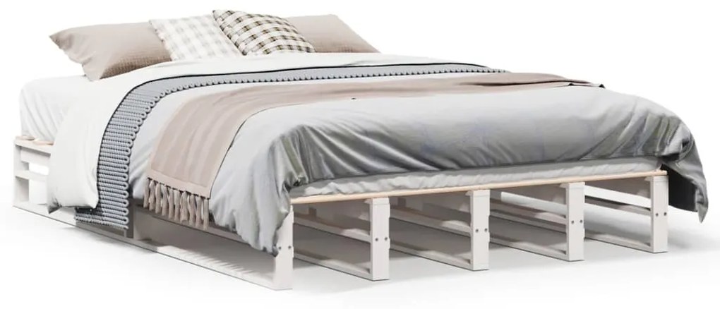 Cama sem colchão 140x190 cm madeira de pinho maciça branco