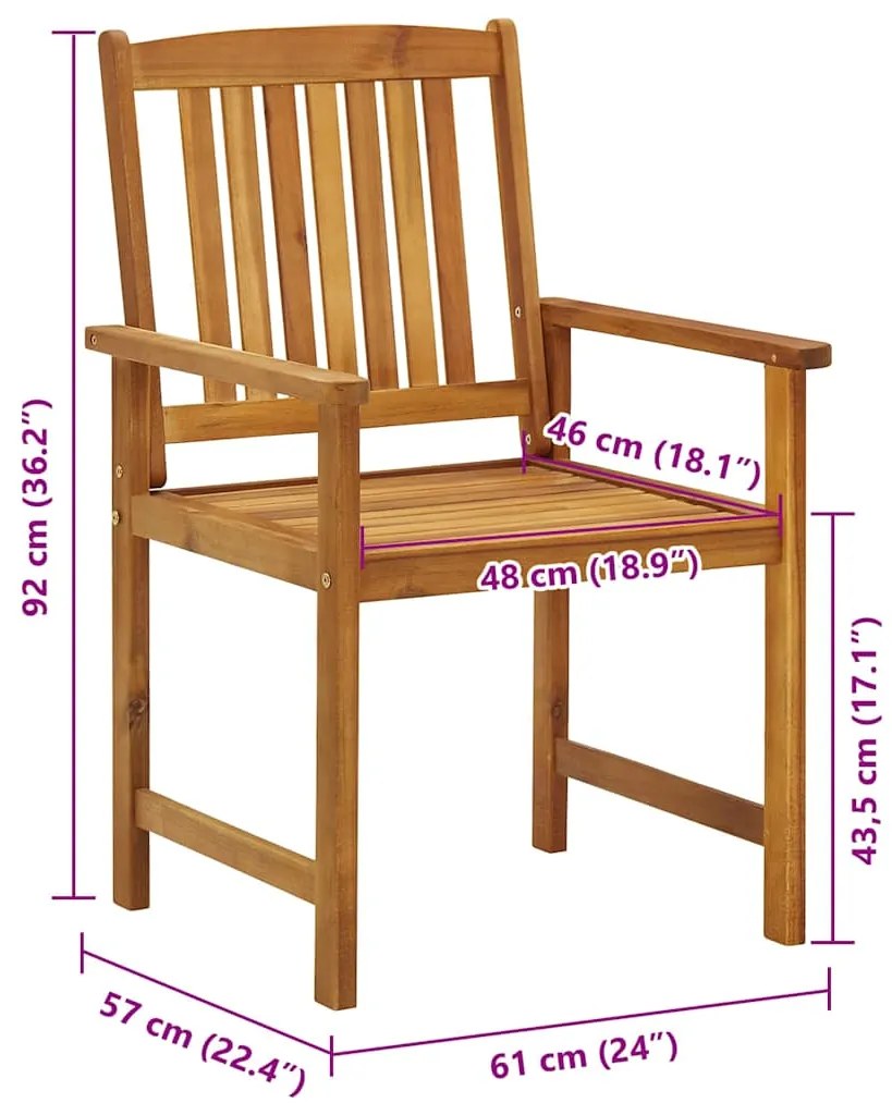 Cadeiras de jardim com almofadões 6 pcs acácia maciça