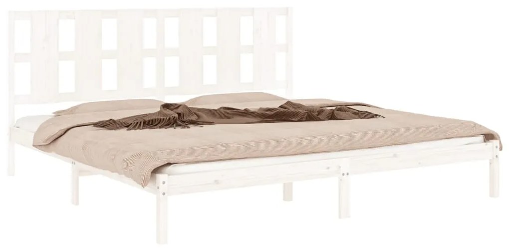 Estrutura de cama super king 180x200 cm madeira maciça branco