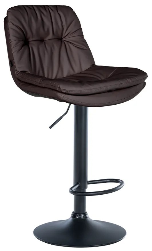Banco de bar em couro sintético com estrutura preta 92-113 x 46 x 54 cm castanho