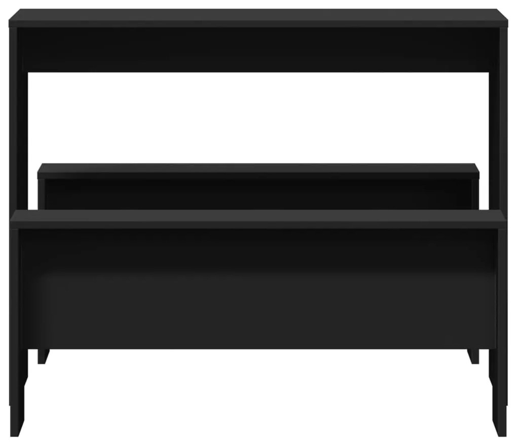 3 pcs conj. mesa de jantar e banco derivados de madeira preto