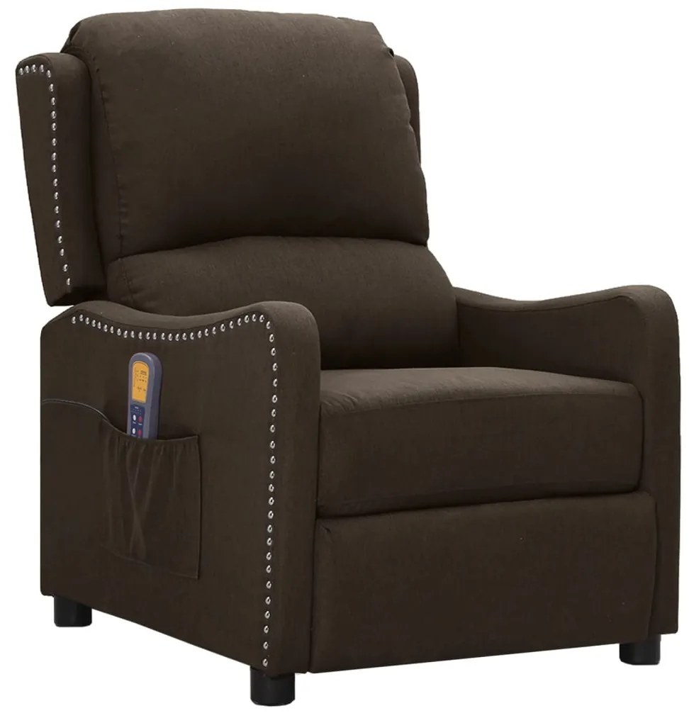 vidaXL Poltrona de massagens tecido castanho-escuro