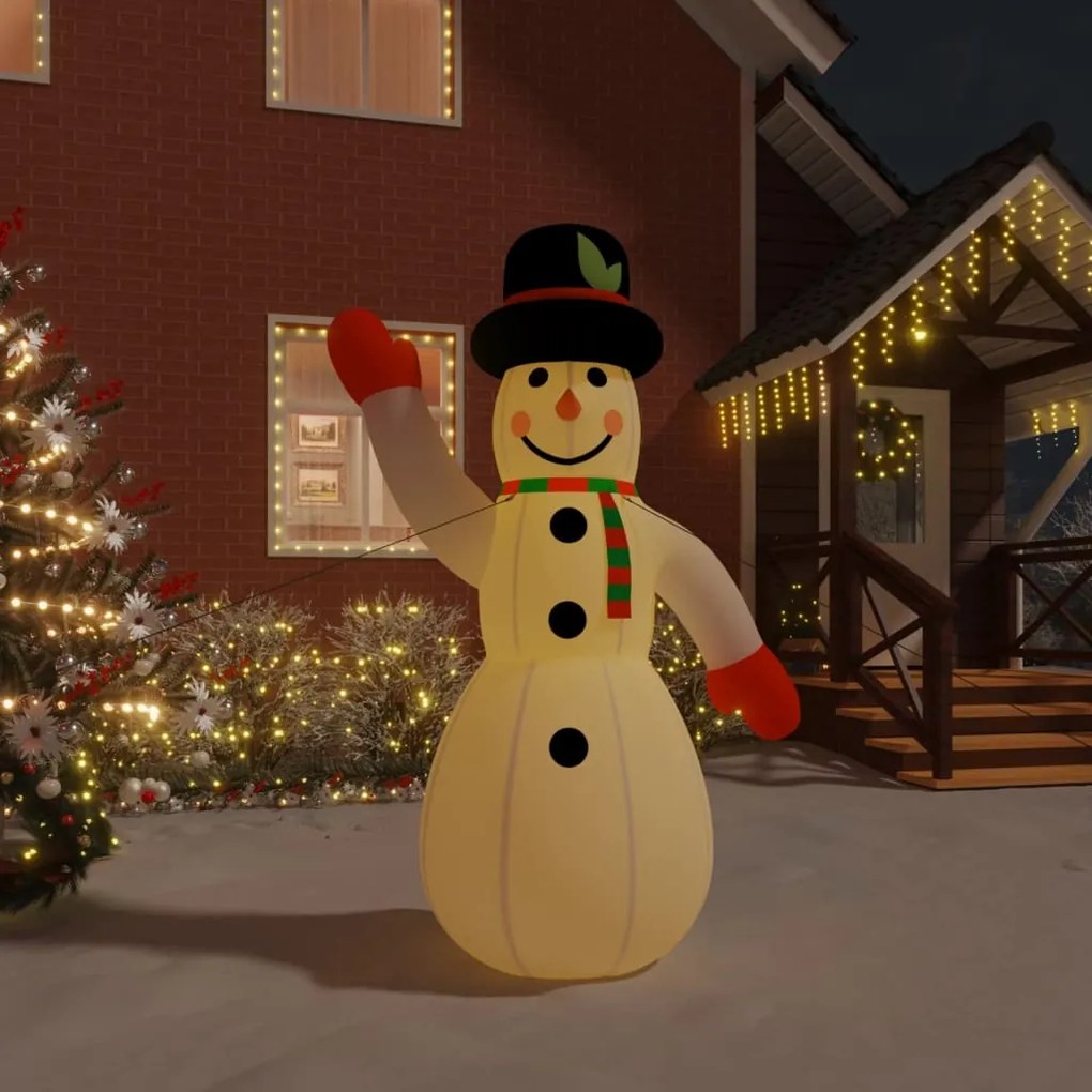 vidaXL Boneco de neve insuflável com luzes LED 370 cm