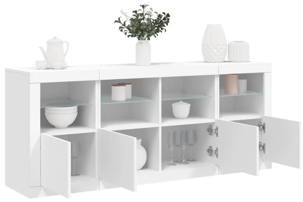 Aparador com luzes LED 163x37x67 cm branco