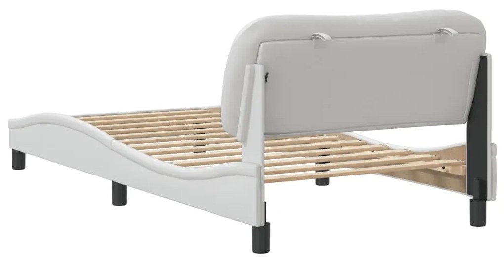 Estrutura cama c/ cabeceira 100x200 cm couro artificial branco