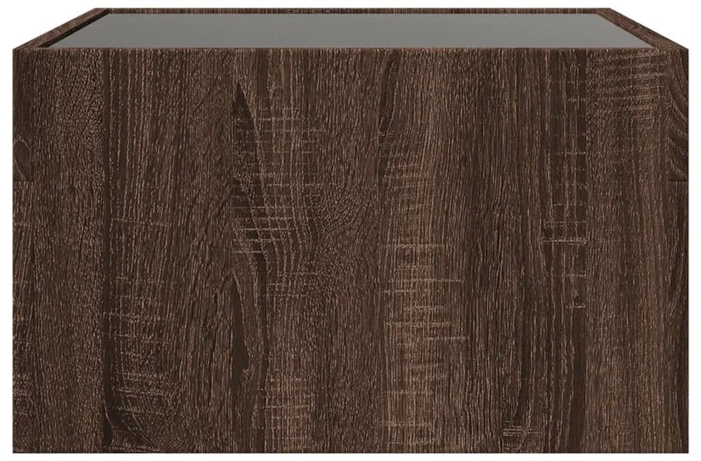 Mesa centro luzes LED Infinity 50x50x30 cm carvalho castanho