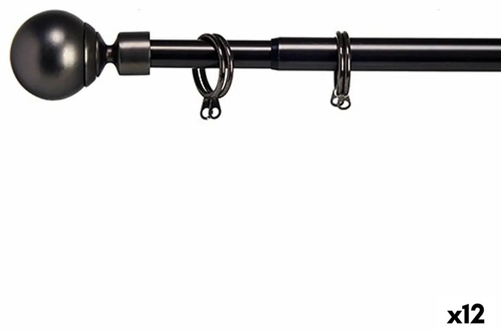 Varão para Cortinas Extensível Bol Preto Ferro 5 x 181 x 5 cm (12 Unidades)