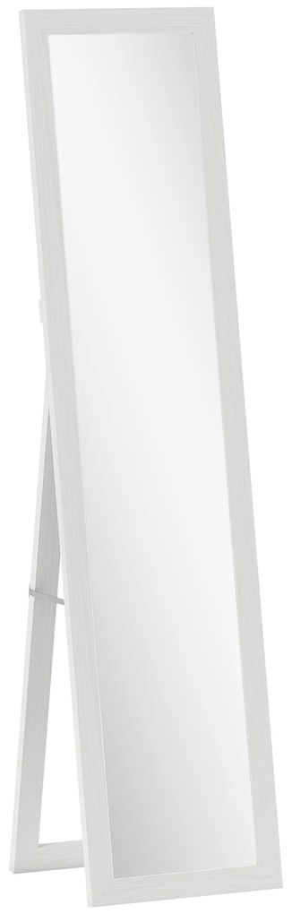 Espelho de Pé 37x155 cm Espelho de Corpo Inteiro Espelho de Parede Retangular com Estrutura de Madeira Branco com Veios