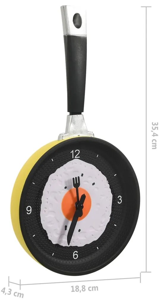 Relógio de parede com design frigideira e ovo estrelado 18,8 cm