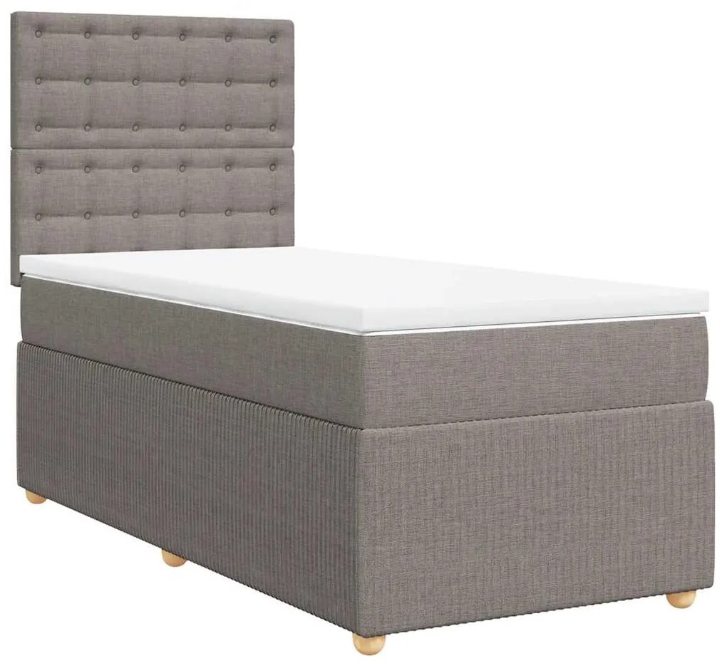 Cama com molas/colchão 100x200 cm tecido cinza-acastanhado
